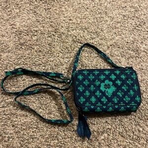 Vera Bradley Green and Navy small Notre Dame Bag (never used)